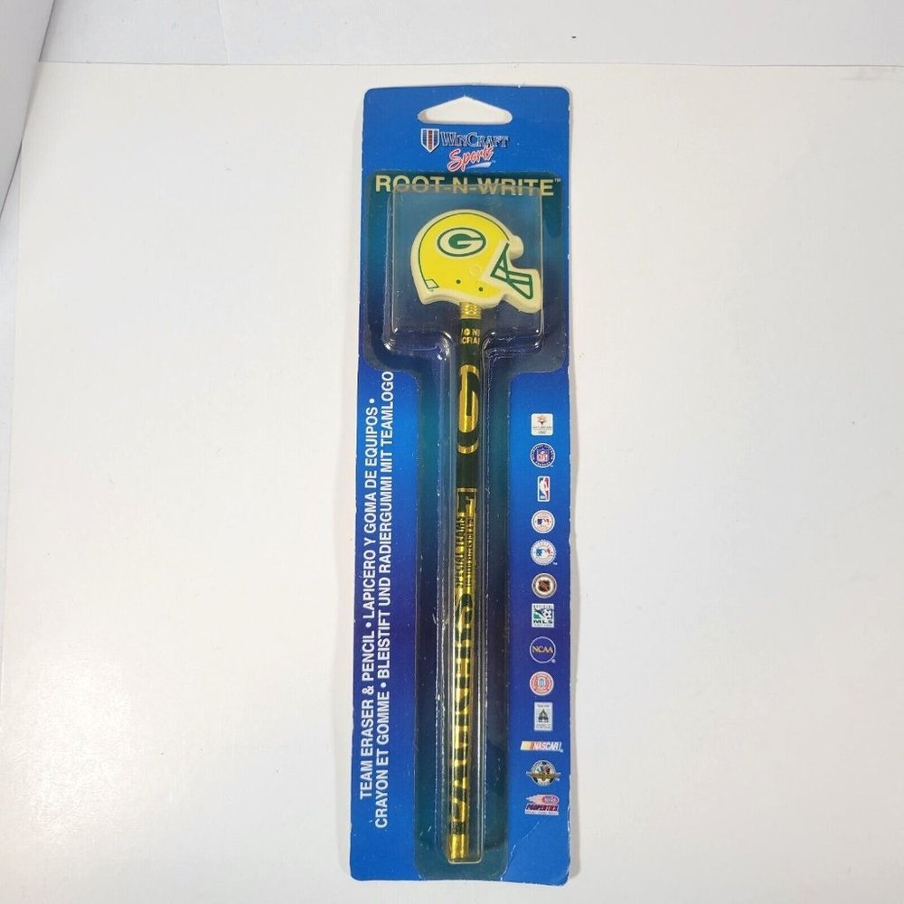 90's Green Bay Packers Pencil with Helmet Eraser ~ New in Package~ WinCraft 1998
